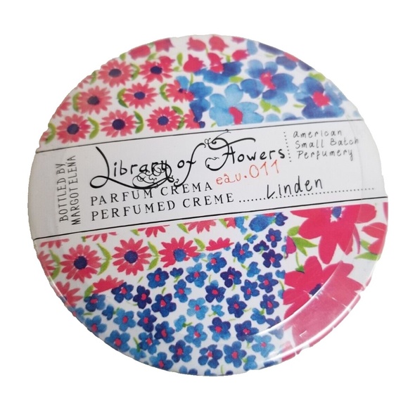 LIBRARY OF FLOWERS by MARGO ELENA Linden Perfumed Cream Tin NEW - Picture 2 of 3